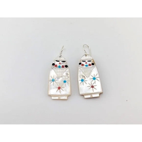 Native American Earrings Zuni Kachina Corn Maiden Southwest Jewelry‎ ***